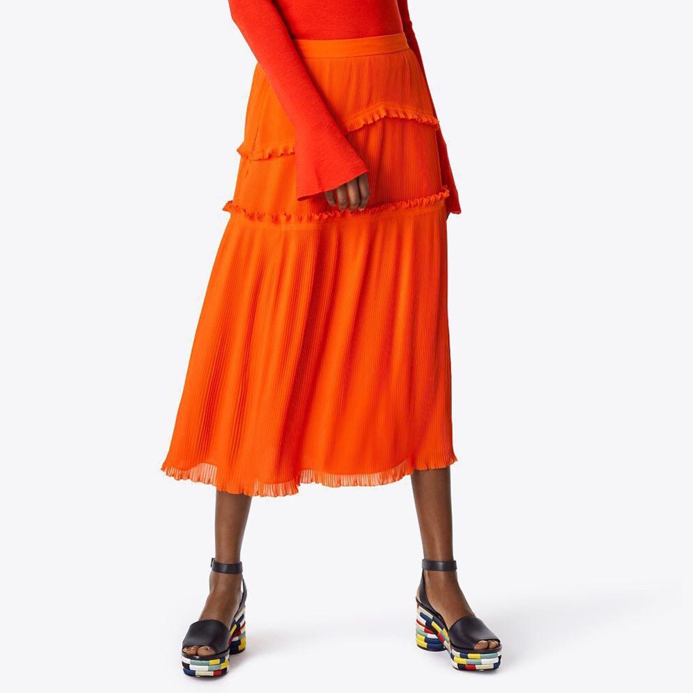NWT Tory Burch Stella Midi Skirt Orange